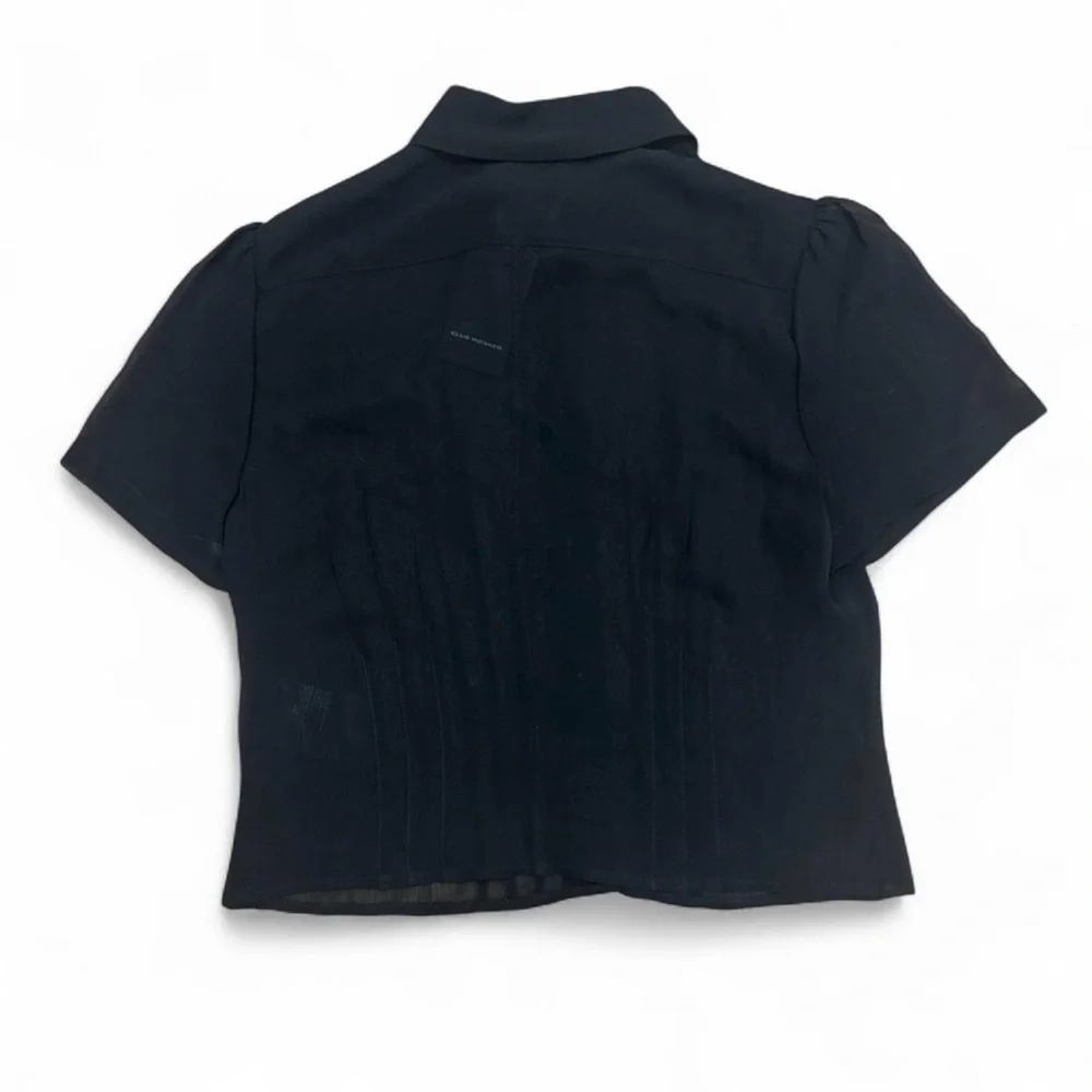 CLUB MONACO Sheer Silk Button Down Blouse in Black Size S NWT - Picture 2 of 9